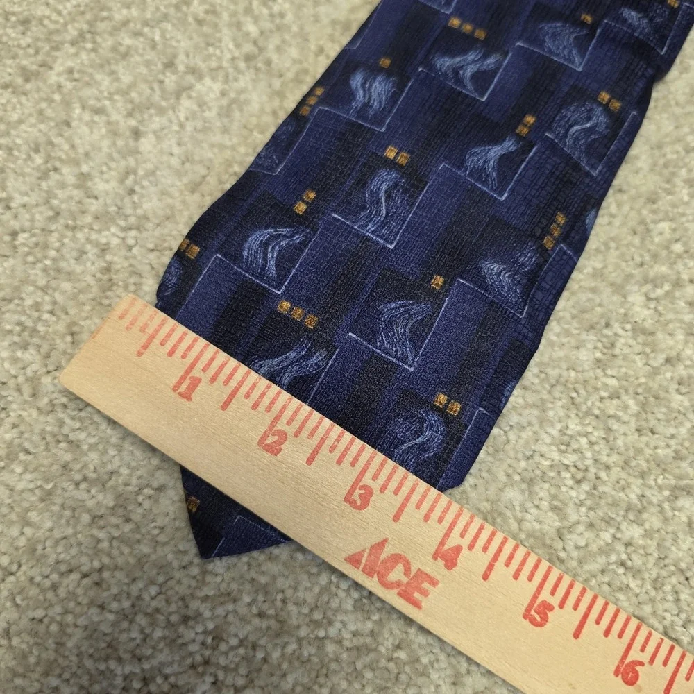 Ermenegildo Zegna Blue Geometric Abstract 100% Silk Designer Neck Tie Italy